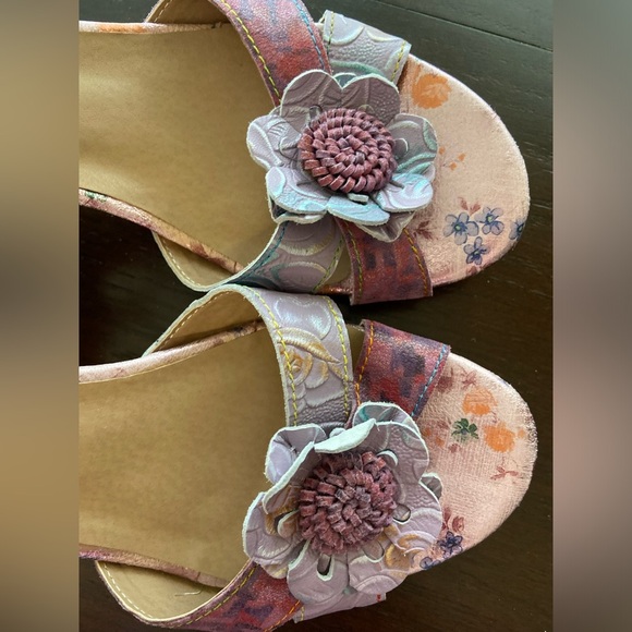 Spring Step L’Artiste Collection Lilac Floral Heel Sandal Sz 42 10-10.5 - Picture 8 of 10